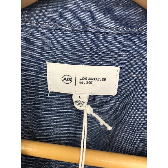 AG Adriano Goldschmied Men's Foster Short Sleeve Shirt Blue Large NEW - Picture 4 of 6